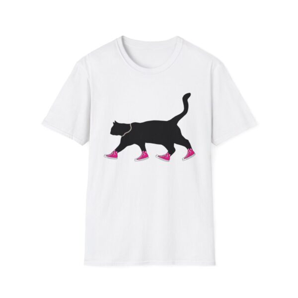 White Cool Cat Black Silouette in Pink Chucks and pearls t-shirt