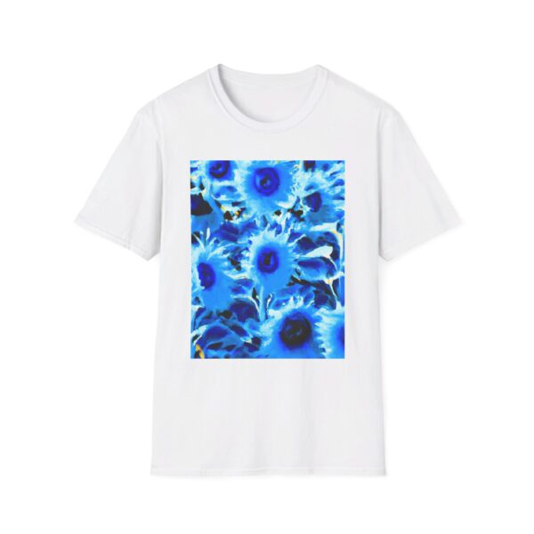 Blue Sunflowers unisex sofftstyle t-shirt in white