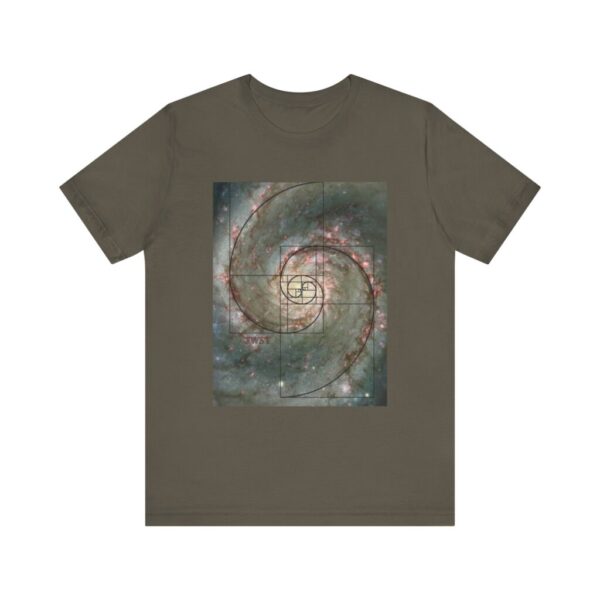 Fibonocci Spiral JWST Unisex Jersey Short Sleeve Tee Front in Army