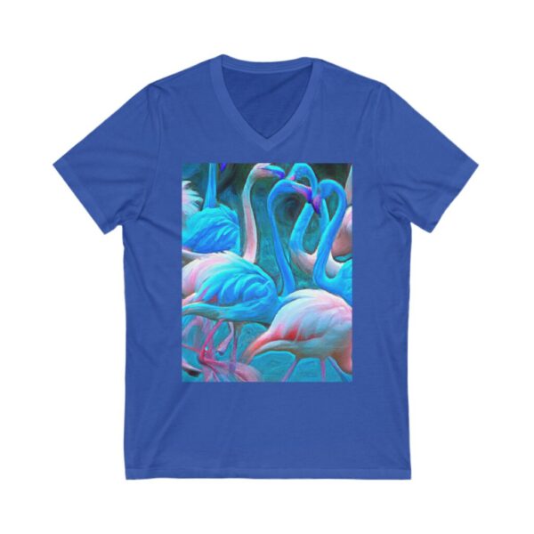 Turning Blue Flamingo Unisex Jersey Short Sleeve V-Neck Tee